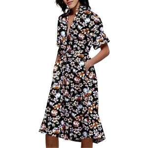 Tucker Safari Shirtdress - Georgia Blossoms Black Floral Cotton Twill in Small